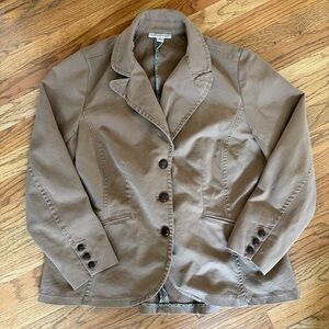 Coldwater Creek Taupe Cotton Blazer Vintage Style Spring Jacket